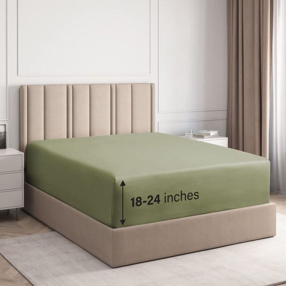 CGK Linens -  Extra Deep Pocket Elasticized Fitted Sh Green